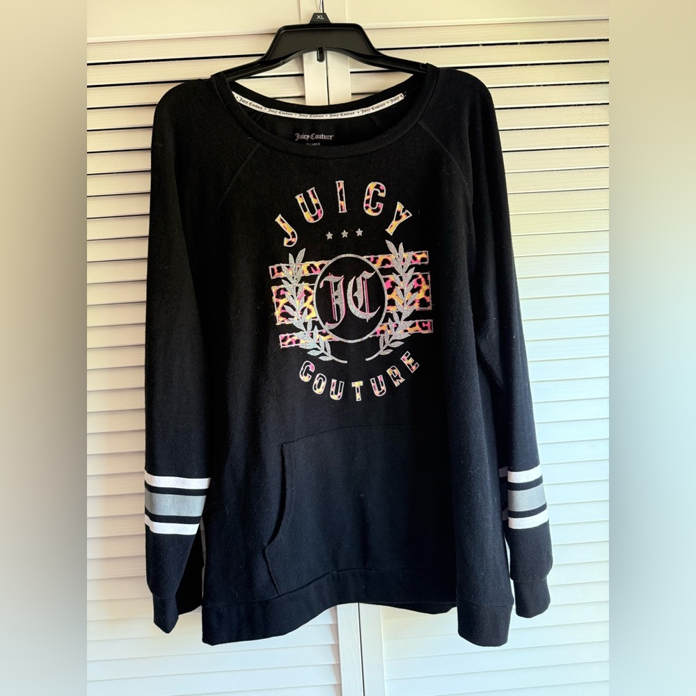 Juicy Couture Black Crew Neck Sweater with Graphic Designs